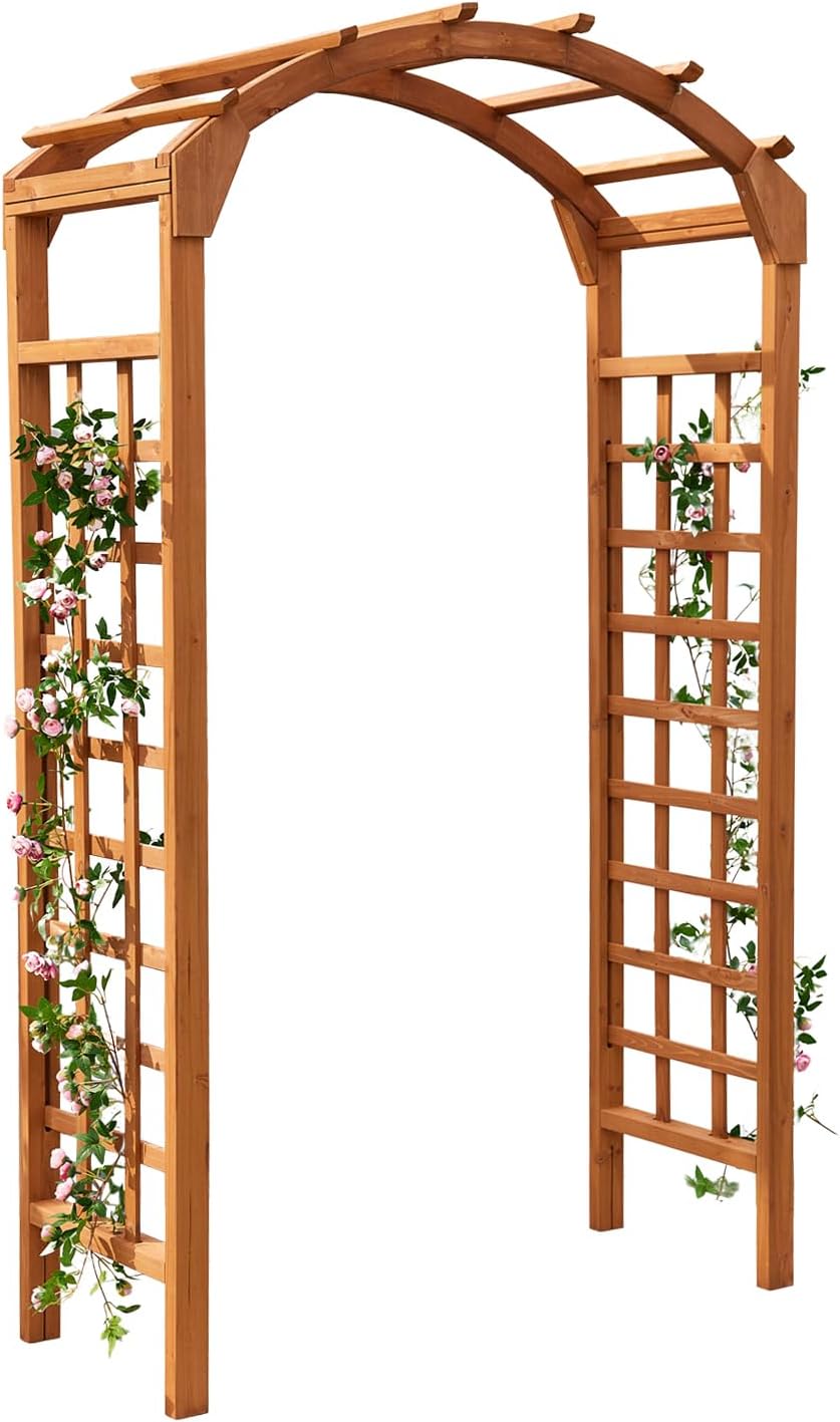 Solid Fir Wooden Garden Arch Premium Outdoor Trellis for Climbing Plants, 84.5”H×49.37”W×23.5’’D