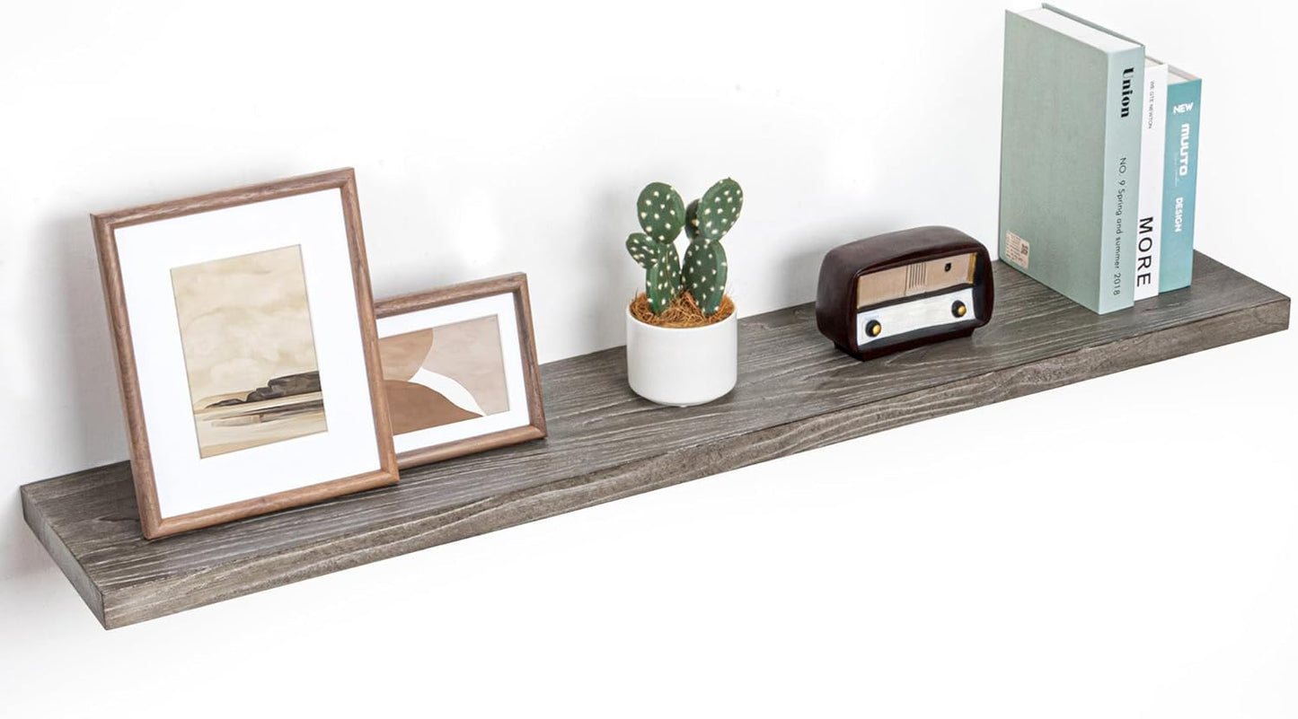 Fun Memories Floating Shelves for Wall, 48"x9.3" Rustic Solid Elm Wood Shelves, Heavy-Duty Wall