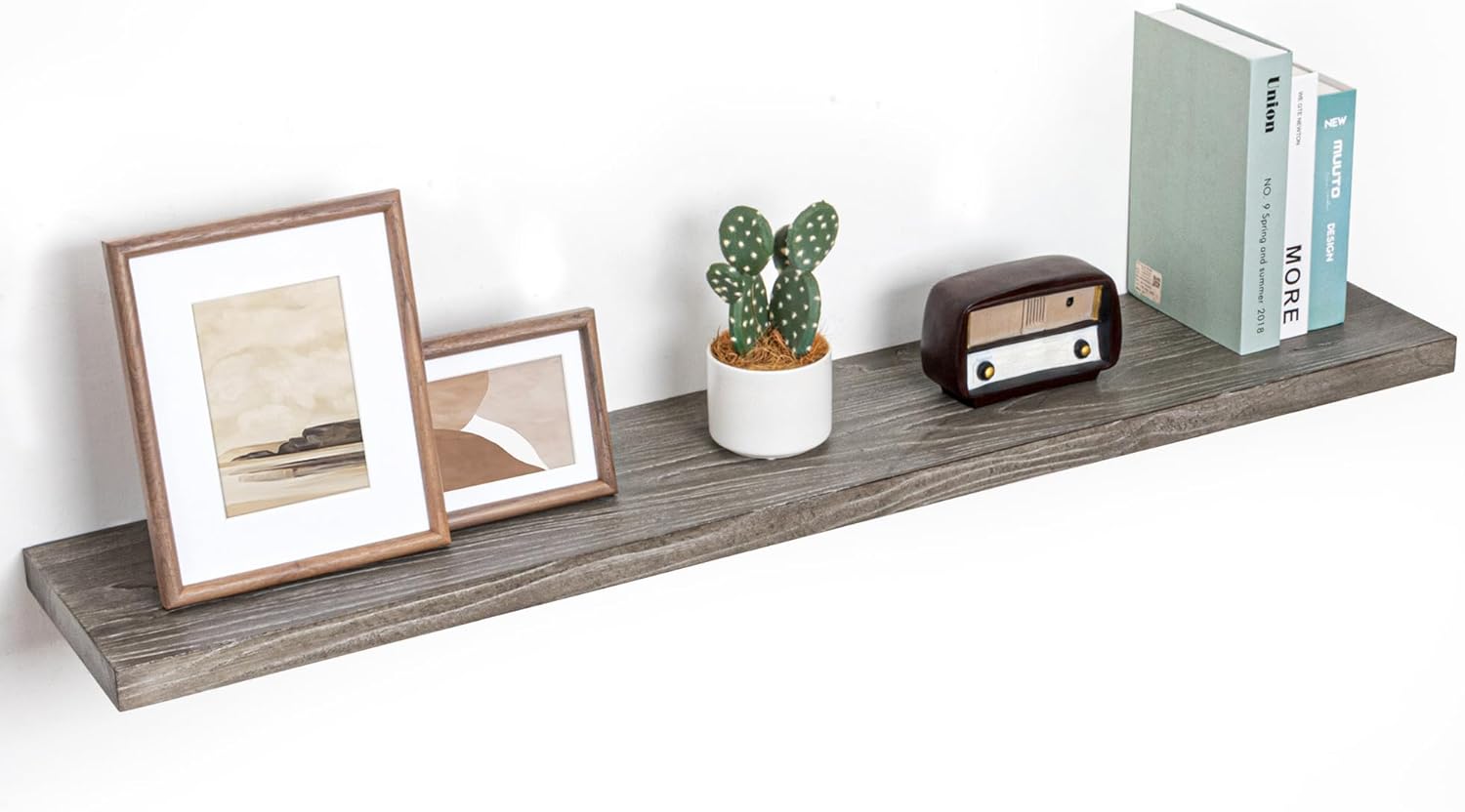 Fun Memories Floating Shelves for Wall, 48"x9.3" Rustic Solid Elm Wood Shelves, Heavy-Duty Wall