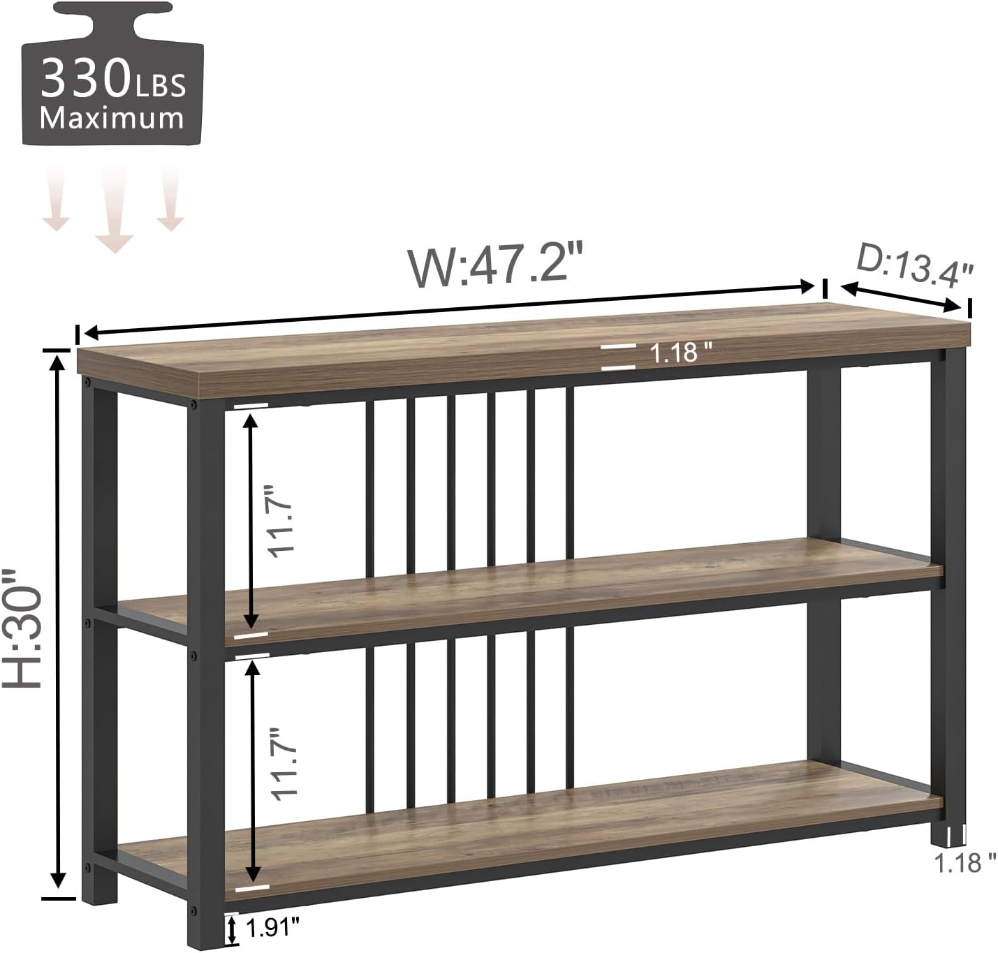 FOLUBAN Modern Sofa Table for Entryway, 3 Tier Narrow Console Table for Living Room Hallway Behind