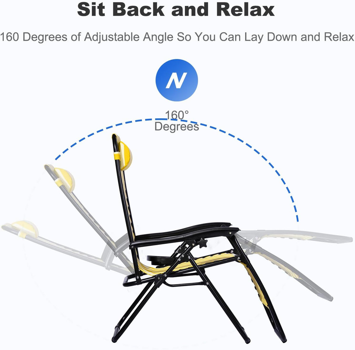 Nazhura Set of 2 Relaxing Recliners Patio Chairs Adjustable Steel Mesh Zero Gravity Lounge Chair