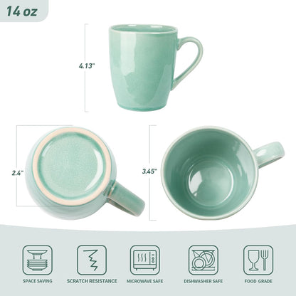 famiware Aurora Coffee Mugs, 14oz Mug Set of 4, Stoneware Mug, Cups for Kitchen, Cappuccino, Latte