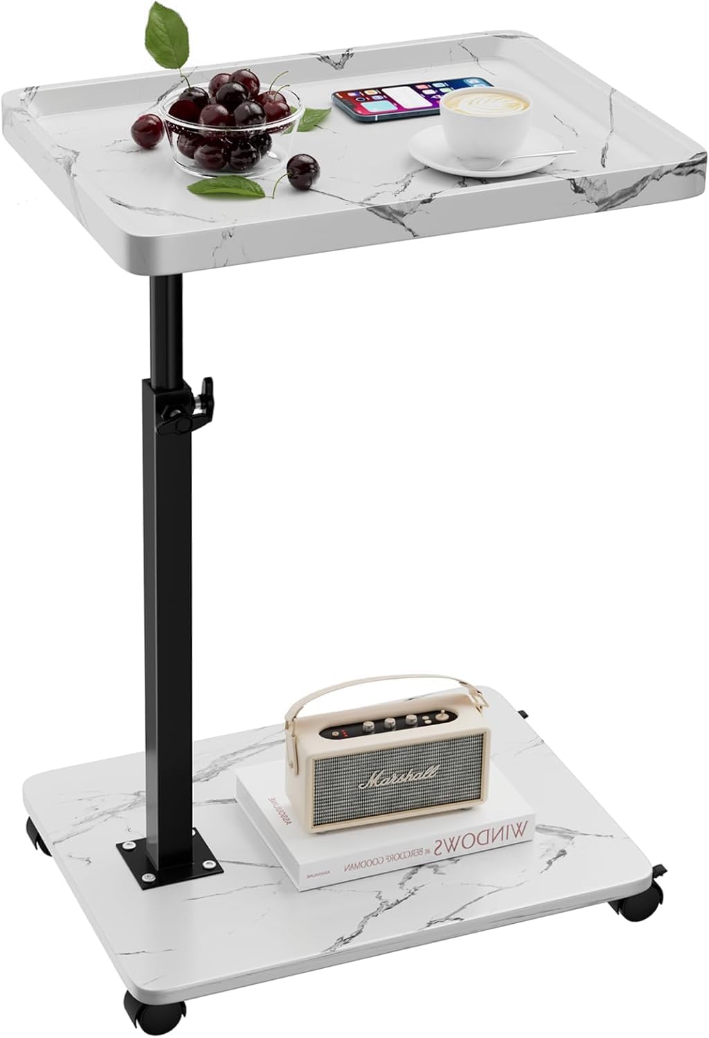 C Table End Table Adjustable Height, 360°Swivel TV Tray Table for Small Spaces, Couch Tables That