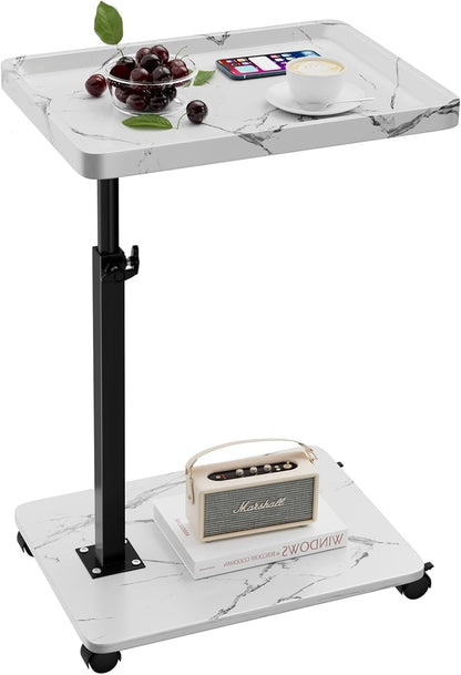 C Table End Table Adjustable Height, 360°Swivel TV Tray Table for Small Spaces, Couch Tables That