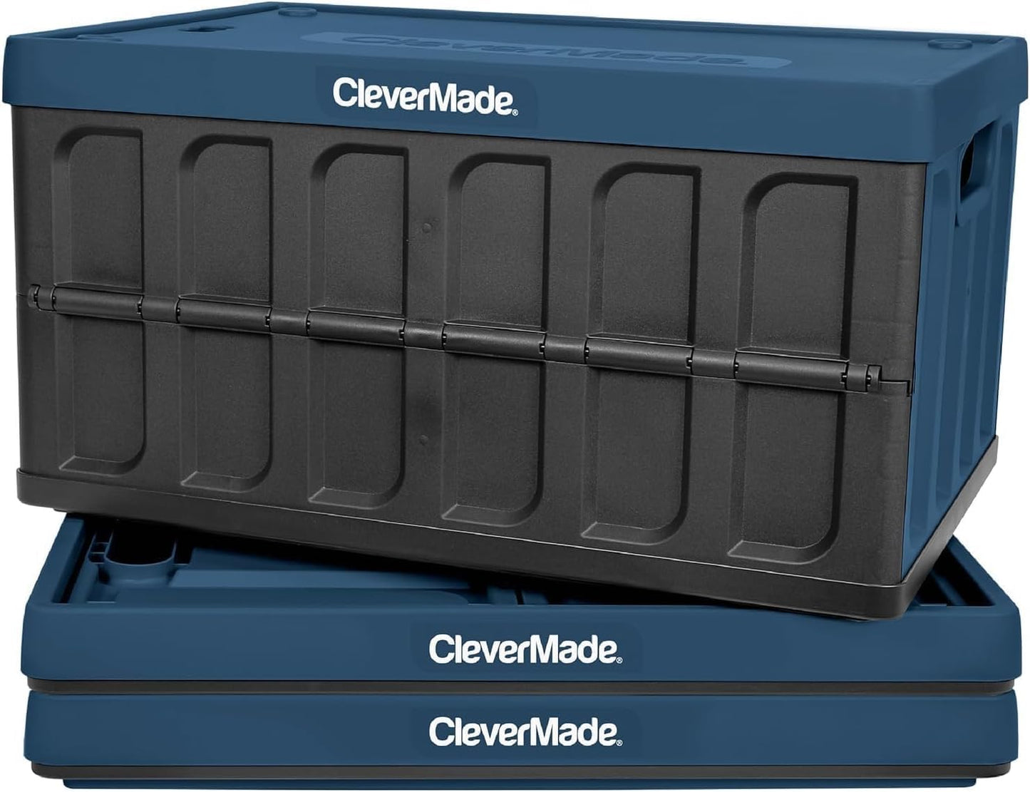 CleverMade Collapsible Storage Bin (With Lid) - 62L - Ocean (3PK)