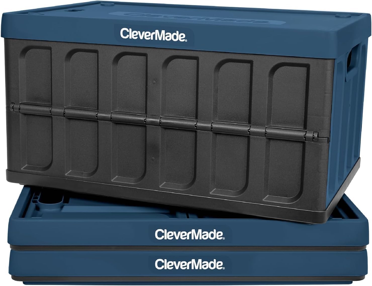 CleverMade Collapsible Storage Bin (With Lid) - 62L - Ocean (3PK)
