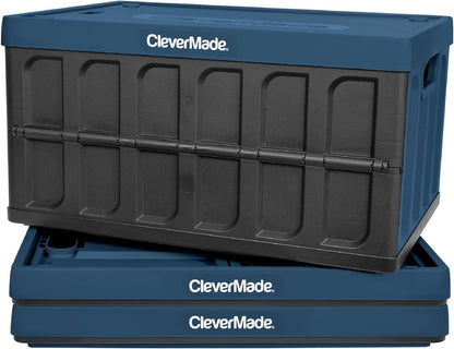 CleverMade Collapsible Storage Bin (With Lid) - 62L - Ocean (3PK)