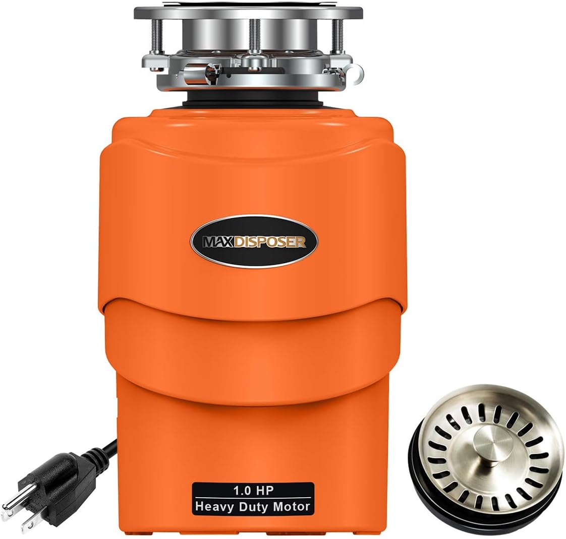 Garbage Disposal 1 HP Ultra Quiet Intelligent Auto-Reverse Function Continuous Feed Food Waste