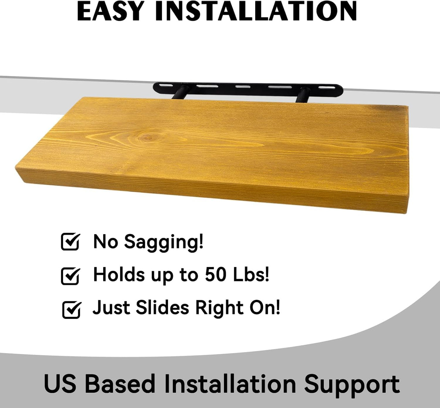 BGMG Wood Floating Shelves for Wall 18 inch Set of 2, Rustic Wooden Wall Mount Shelves for Living