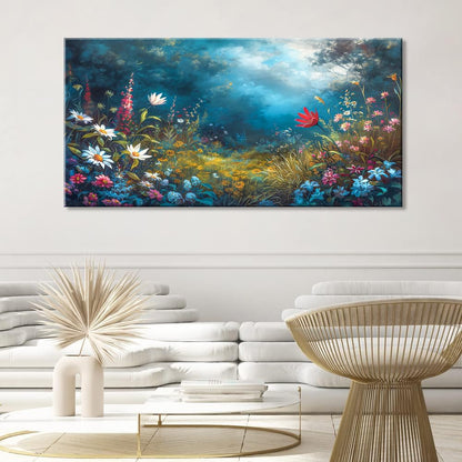 LASMOND Beautiful Colorful Grassland in Forest Landscape Wall Art Decor Artwork for Bedroom (24x48