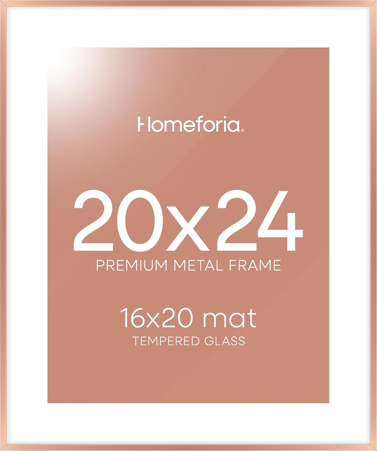 Homeforia 20x24 Frame Rose Gold, High End Metal 20x24 Poster Frames with Mat 16x20 inch Photo, 20 x