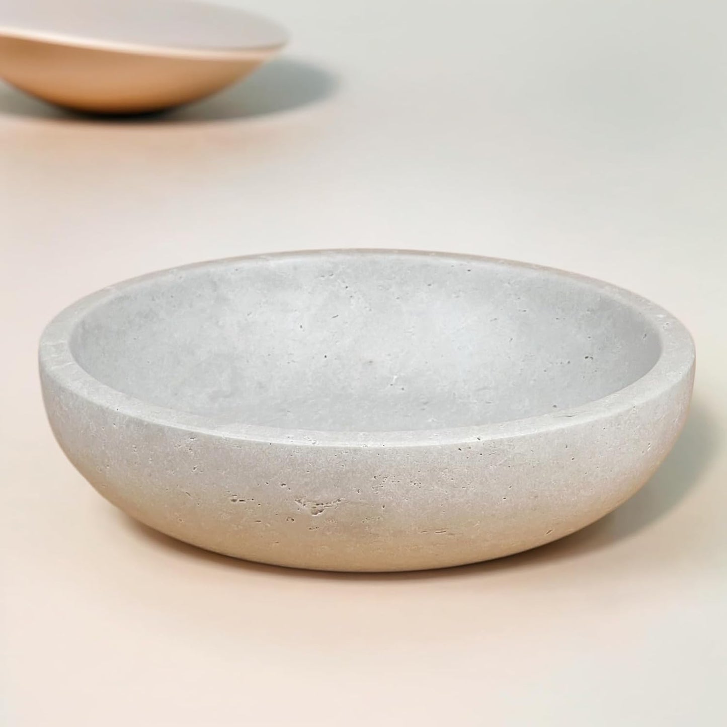 Travertine Decorative Bowls for Home Decor, Fruit Bowl for Kitchen Counter, Keys Bowl for Entryway