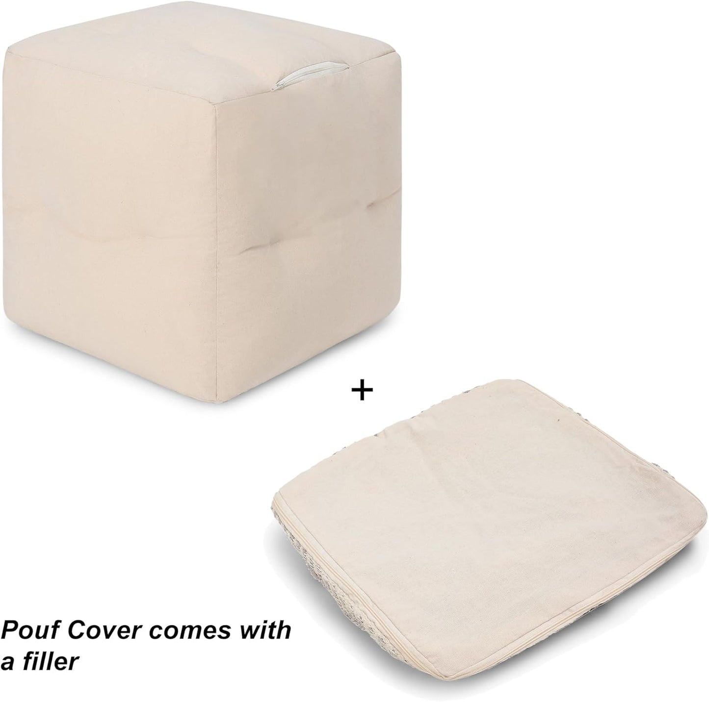 REDEARTH · Tufted Pouf Ottoman with Filler Textured Storage Cube Bean Bag Pouffe Footrest for
