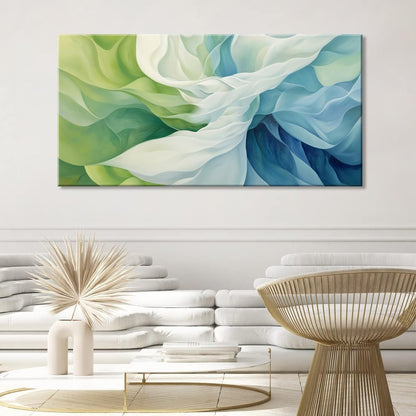 LASMOND Abstract Lines Wall Art for Living Room Canvas Prints Aqua Turquoise Blue Green Artwork