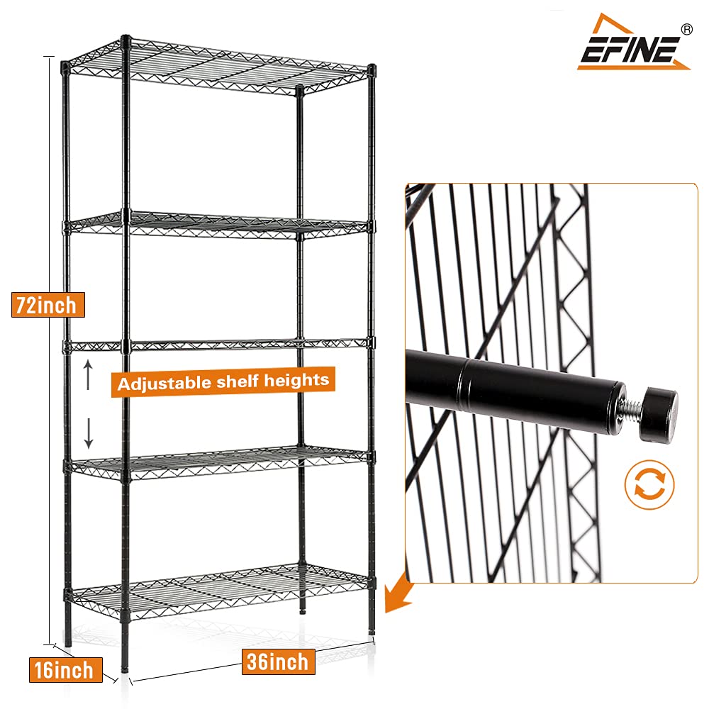 Catalina Creations EFINE 5-Shelf Shelving Unit with Shelf Liners Set of 5, Adjustable Storage Rack