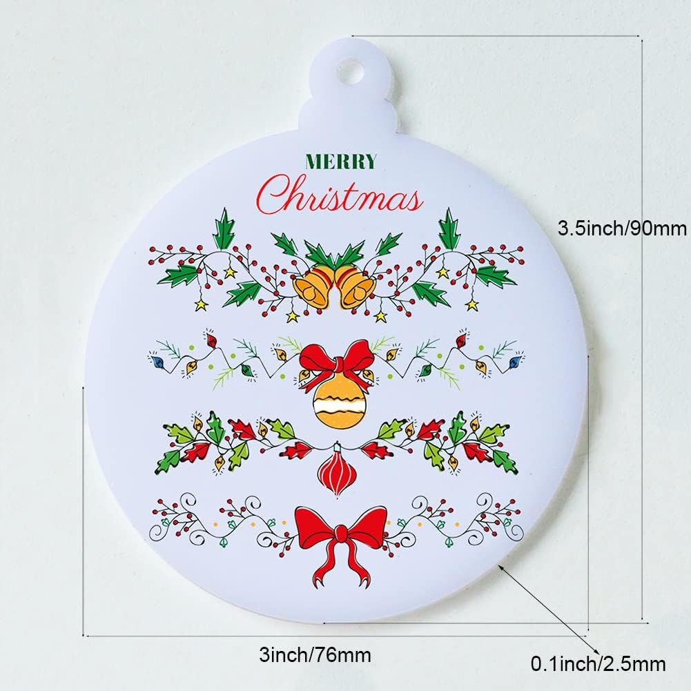 20Pcs 3 Inch Blank Acrylic Christmas Ornaments 2024 White Unfinished Round Acrylic Christmas