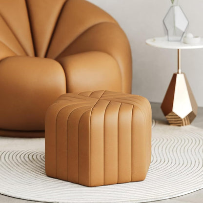 homary 18.5" Hexagonal Pouf Ottoman Upholstered, Velvet Footrest Rest Stools Modern Sofa Footrest