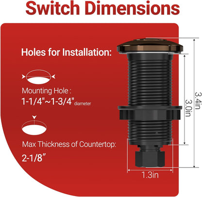 APIELE Garbage Disposal Air Switch Kit, Sink Top Push Button Switch for Food Waste Disposer, UL