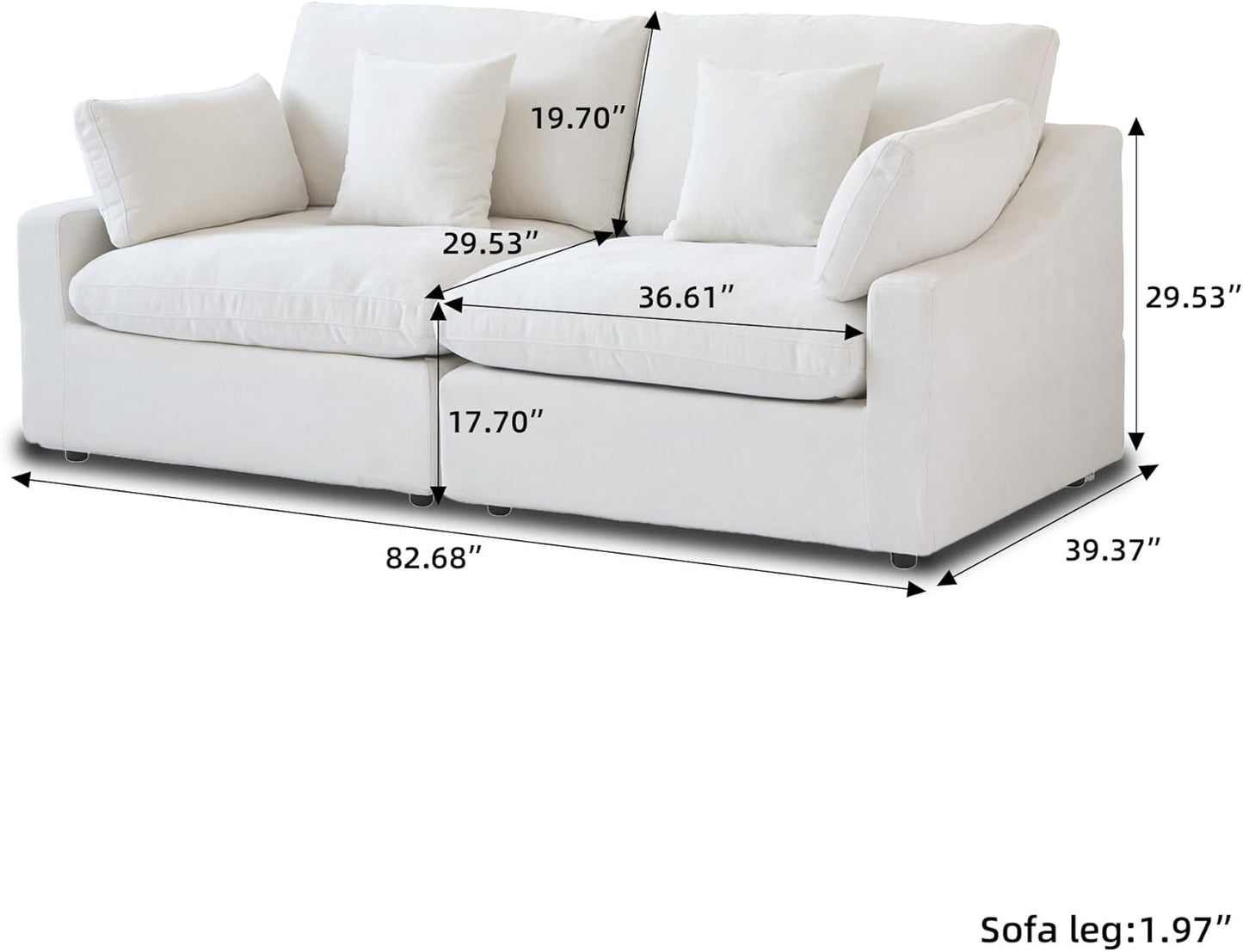 JACH Sectional Couches for Living Room, Cloud Sectional Couch with Deep Seat, Down Filled Modular