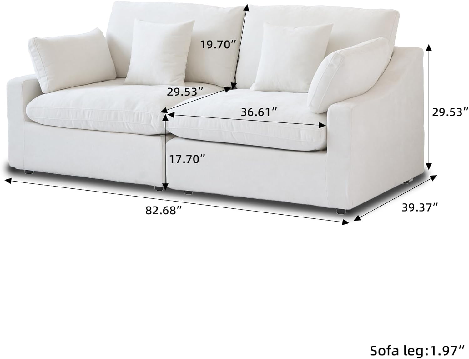 JACH Sectional Couches for Living Room, Cloud Sectional Couch with Deep Seat, Down Filled Modular