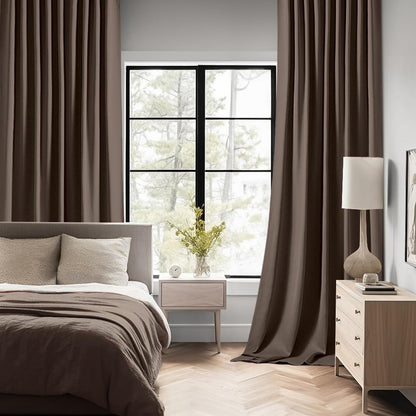 MIULEE Chocolate Brown Back Tab Blackout Curtains 72 Inches Long 2 Panels Set for Living Room