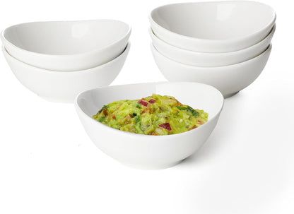 Sweese 4 oz Porcelain Bowls Set of 6 - White, Small Dipping/Snack/Sauce/Condiment Dish - Microwave