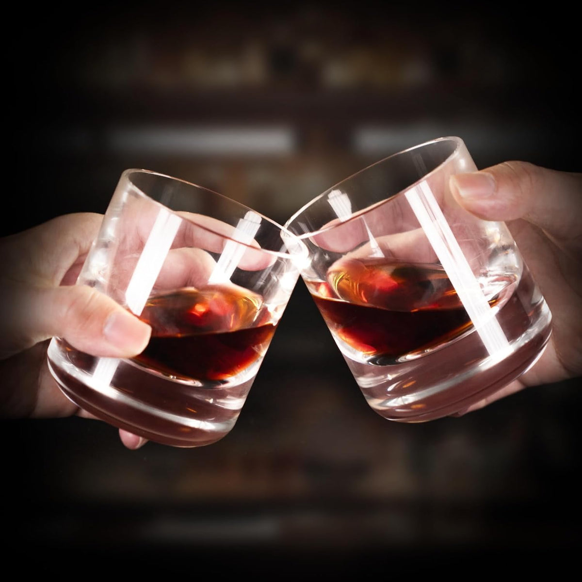 KAMMAK Crystal Whiskey Glasses Set of 2, 6.76oz Old Fashioned Glasses Stemless, Hand Blown White
