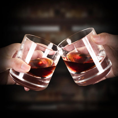 KAMMAK Crystal Whiskey Glasses Set of 2, 6.76oz Old Fashioned Glasses Stemless, Hand Blown White