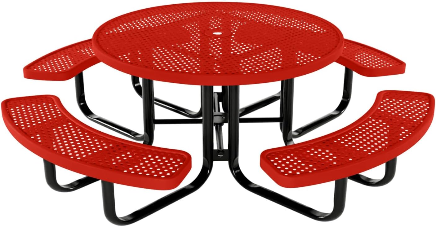 Coated Outdoor Furniture Heavy-Duty Portable Outdoor Kids Table with Umbrella Hole, Punched Steel