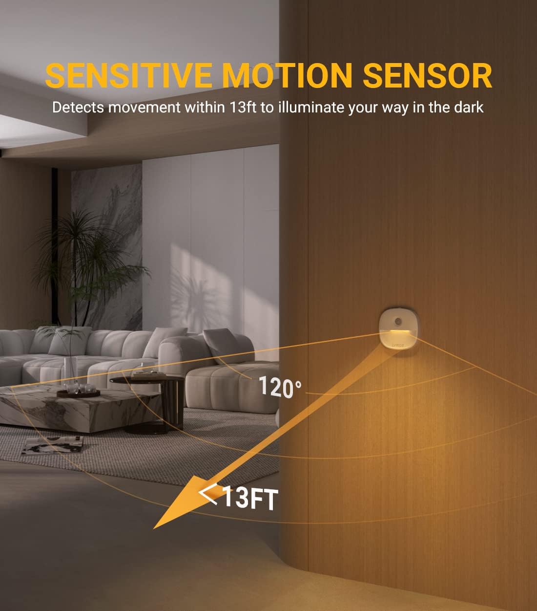 Lyridz Rechargeable Night Light, Motion Sensor Battery Nightlight, Mini Stick-on LED Closet Light
