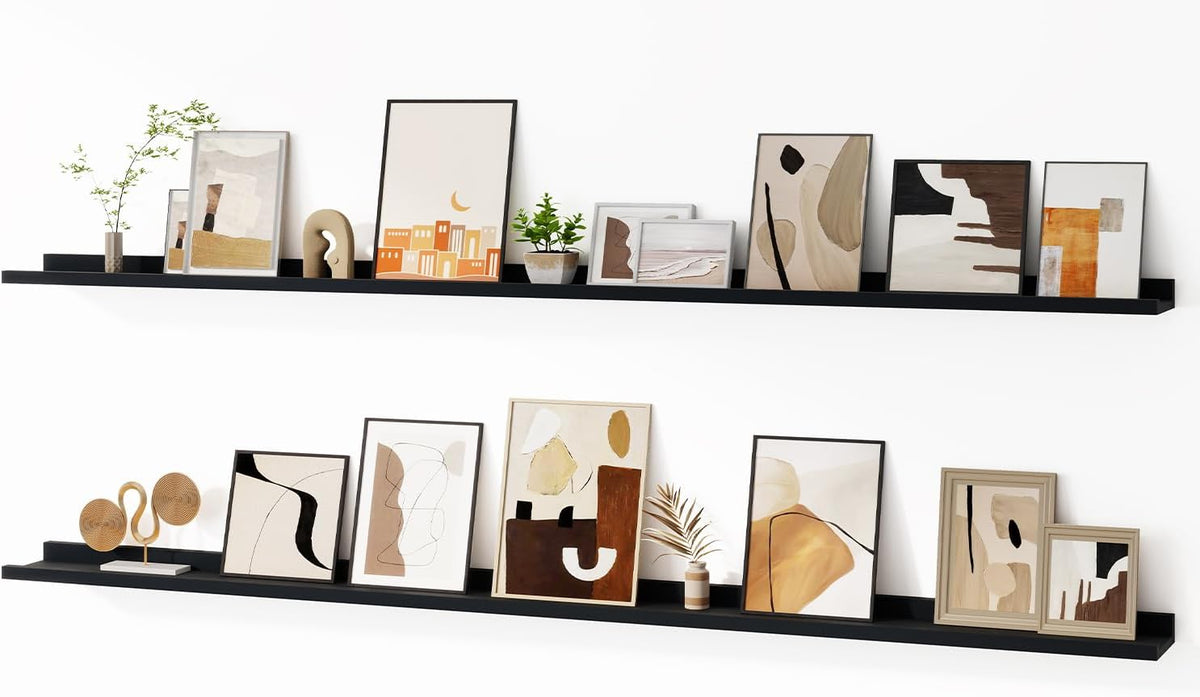 Floating Picture Ledge Shelves for Wall Set of 2, 72 Inches Picture Ledge Shelf with Long Large