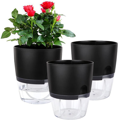 Vanavazon 6 Inch Self Watering Planter Pots for Indoor Plants, 3 Pack African Violet Pots with Wick
