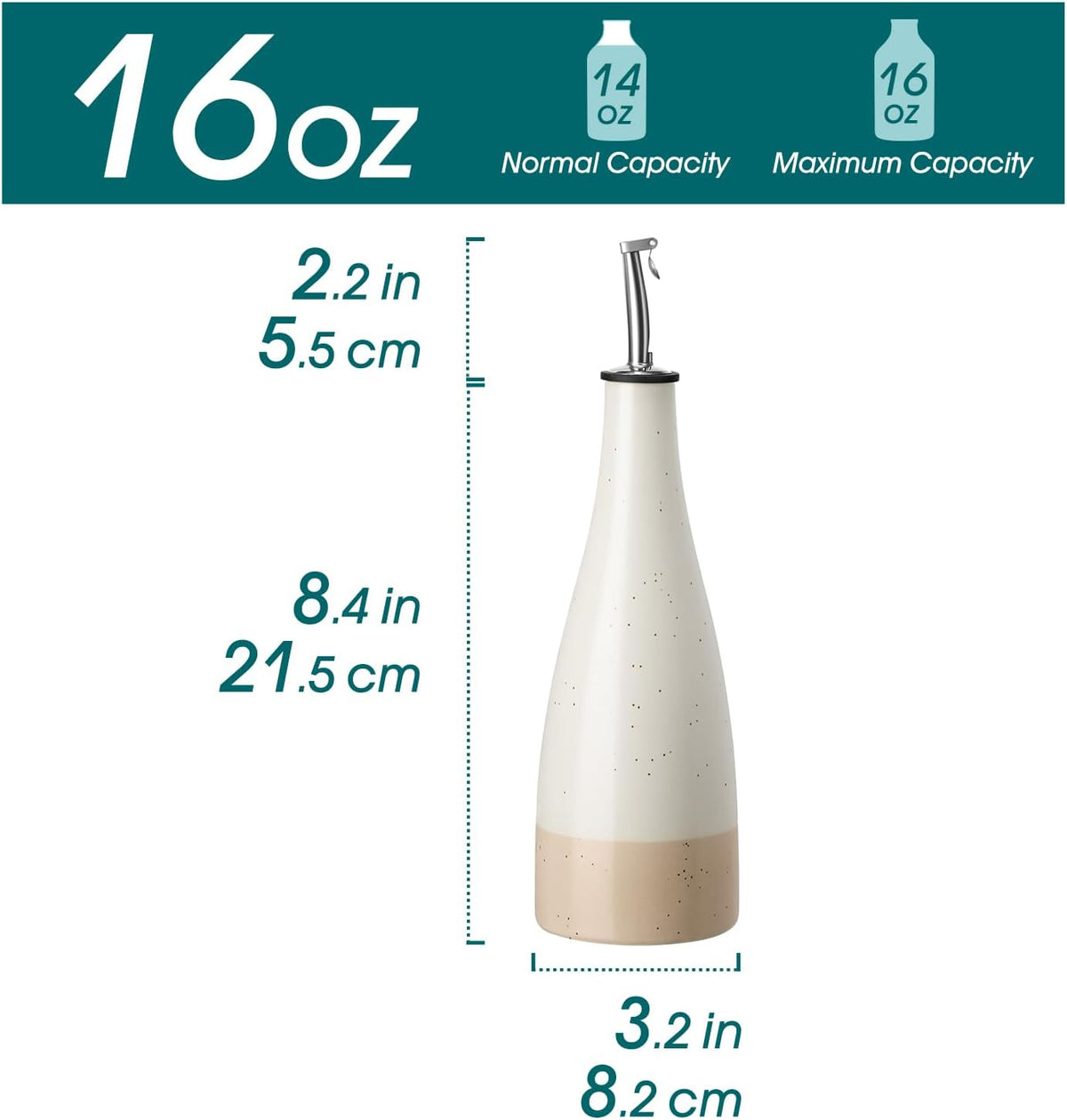 vancasso 16 Oz Ceramic Olive Oil Dispenser Bottle, Bottle Dispenser with Spout and Funnel for