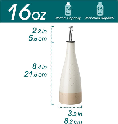 vancasso 16 Oz Ceramic Olive Oil Dispenser Bottle, Bottle Dispenser with Spout and Funnel for