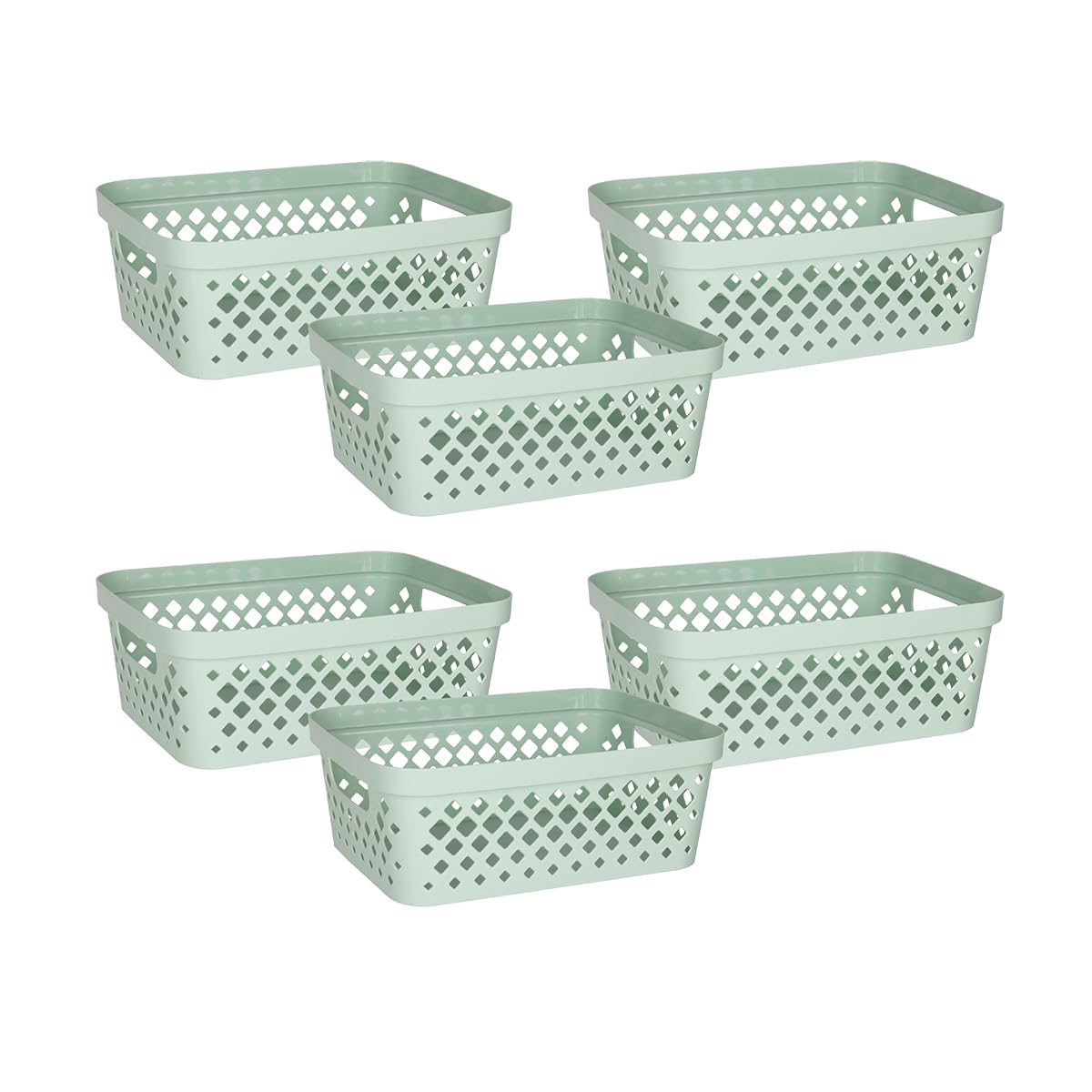 Glad Plastic Storage Basket Set, Value Pack of 6 | Open Storage Bins for Shelves, Bathroom, Pantry