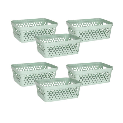 Glad Plastic Storage Basket Set, Value Pack of 6 | Open Storage Bins for Shelves, Bathroom, Pantry