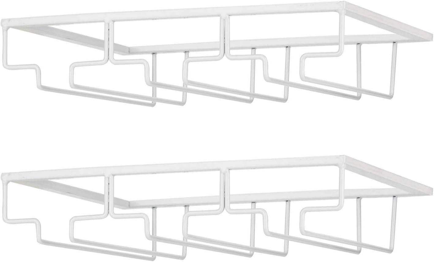 Wine Glass Rack - Under Cabinet Stemware Wine Glass Holder Glasses Storage Hanger 2 Pack Metal