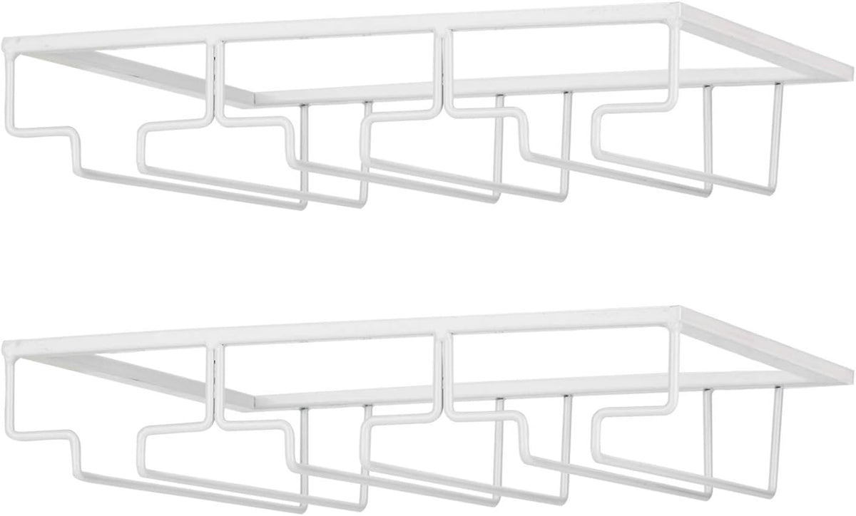 Wine Glass Rack - Under Cabinet Stemware Wine Glass Holder Glasses Storage Hanger 2 Pack Metal