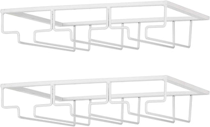 Wine Glass Rack - Under Cabinet Stemware Wine Glass Holder Glasses Storage Hanger 2 Pack Metal