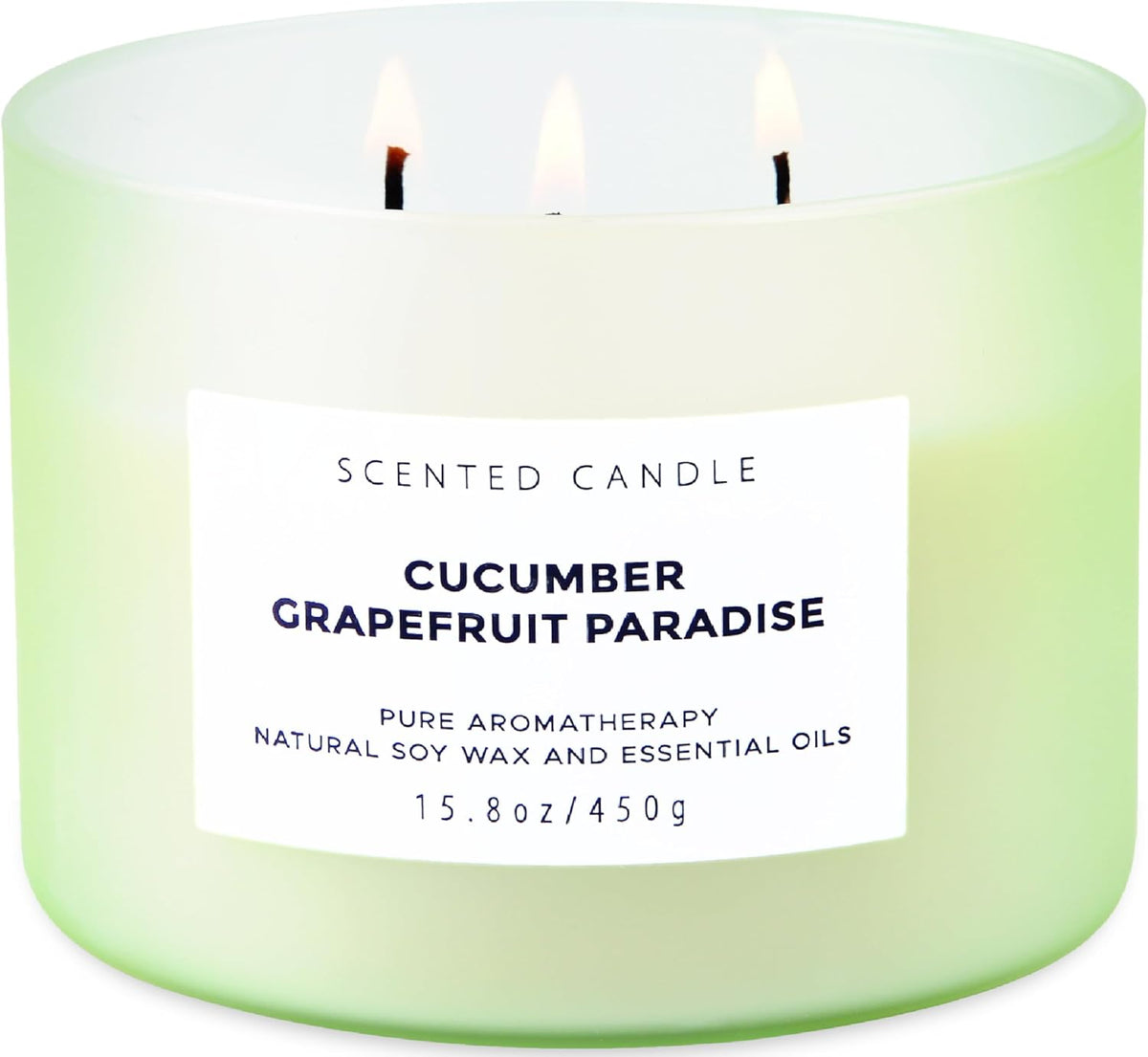 Cucumber Grapefruit Paradise 3-Wick Scented Candle | Large Soy Candle for Home 15.8 oz | Fresh