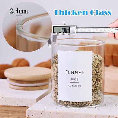 Glass Spice Jars with Bamboo Lids - 20 Pcs Thicken(2.4mm) 6oz Airtight Seasoning Containers with
