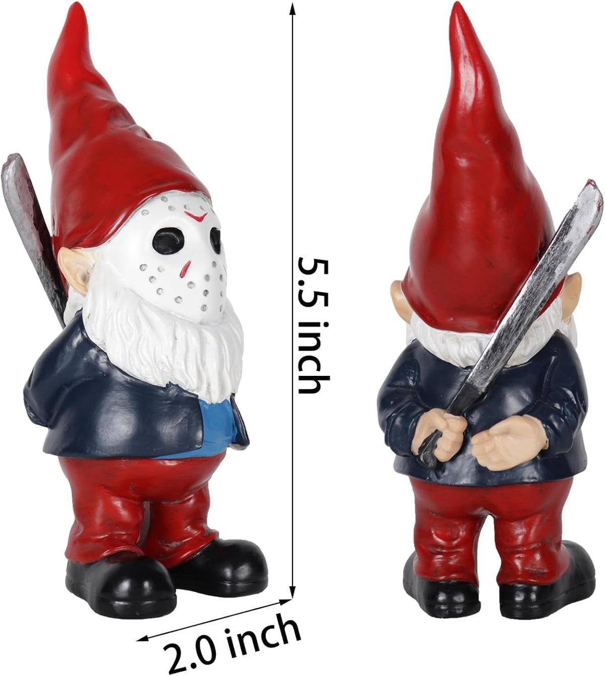 Horror Garden Gnome Decor - 5.5" Halloween Outdoor Statue, Spooky Valentines Gifts & Creepmas