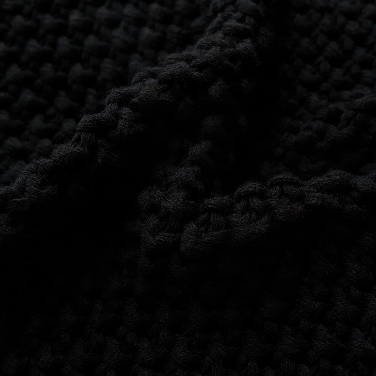 Longhui bedding Chunky Cable Knit Throw Blanket Lightweight Black 100% Organic Cotton Blanket for