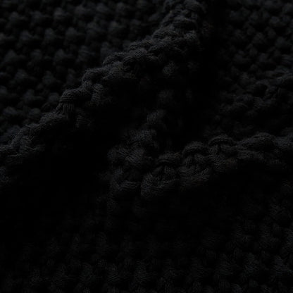Longhui bedding Chunky Cable Knit Throw Blanket Lightweight Black 100% Organic Cotton Blanket for