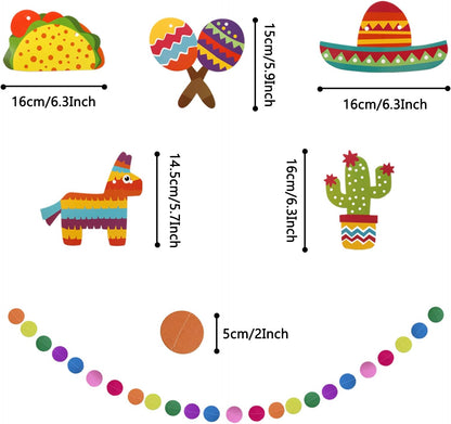 ZERODECO Fiesta Mexican Party Decorations, 21 Pcs Multi-color Paper Fans, Pom Poms Flowers for