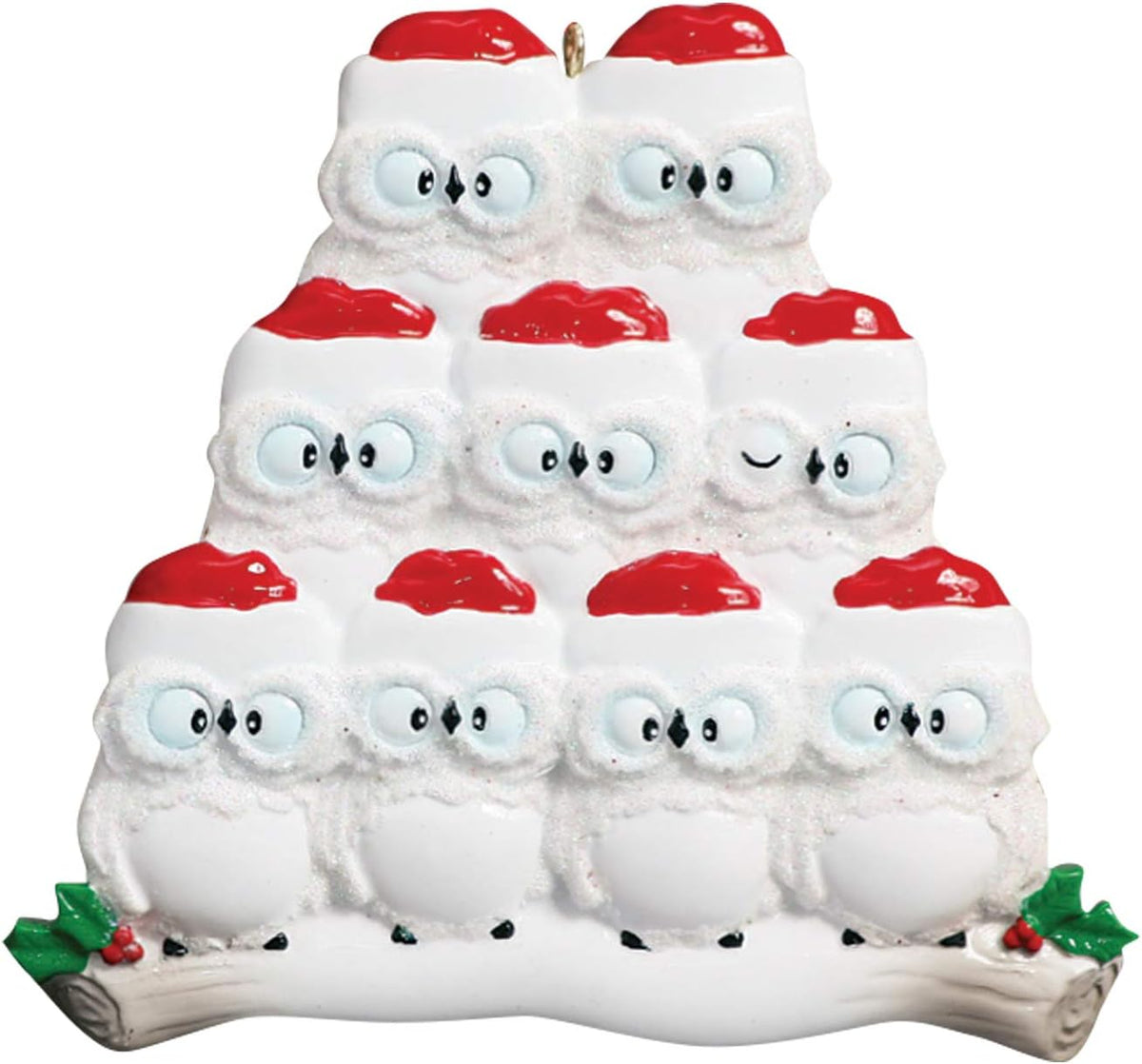 3D Owl Family of 9 Christmas Ornament 2025 Personalized Family Christmas Ornaments 2025 | White