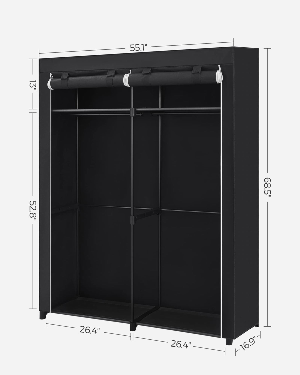 SONGMICS Closet Wardrobe, Portable Closet for Bedroom, Clothes Rail with Non-Woven Fabric Cover