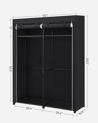 SONGMICS Closet Wardrobe, Portable Closet for Bedroom, Clothes Rail with Non-Woven Fabric Cover