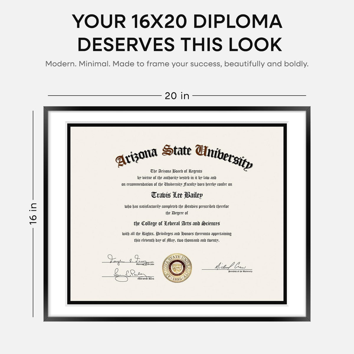Homeforia Diploma Frame 16x20 Black, High End Metal 16 x 20 Black Certificate Frames with Mat 14 x