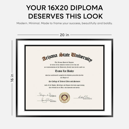 Homeforia Diploma Frame 16x20 Black, High End Metal 16 x 20 Black Certificate Frames with Mat 14 x